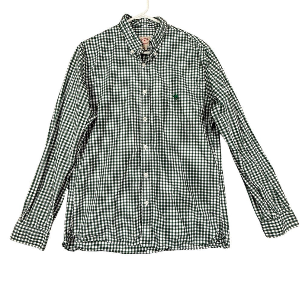 Brooks Brothers Red Fleece Gingham Button Down Shirt Men's Large Green White